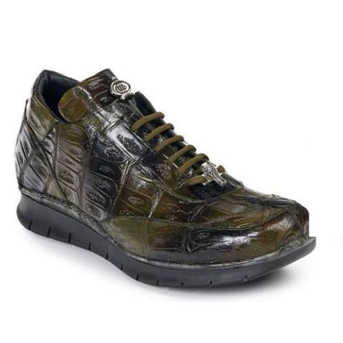 Mauri Oliver Green Genuine All-Over Crocodile Sneakers.